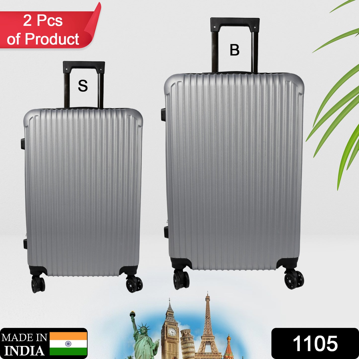 1105 Trolley Bag Big And Small Suitcase Bag For Men Women Use Bag ( Set Of 2 )